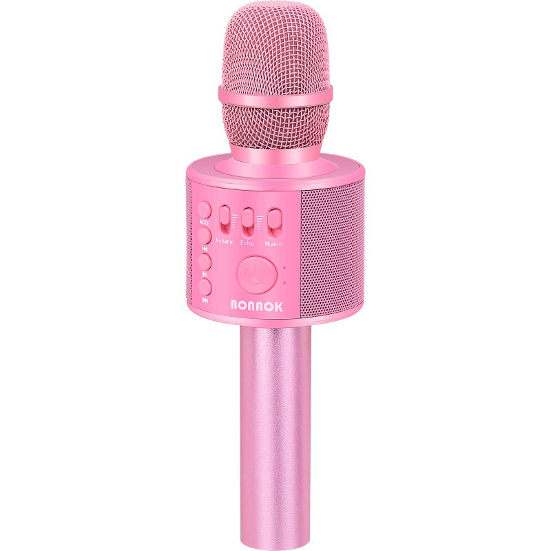 BONAOK Wireless Bluetooth Karaoke Microphone,3-in-1 Portable Handheld Karaoke Mic Speaker Machine Home Party Birthday for All Smartphones Q37 (P-Ink) - Image 1